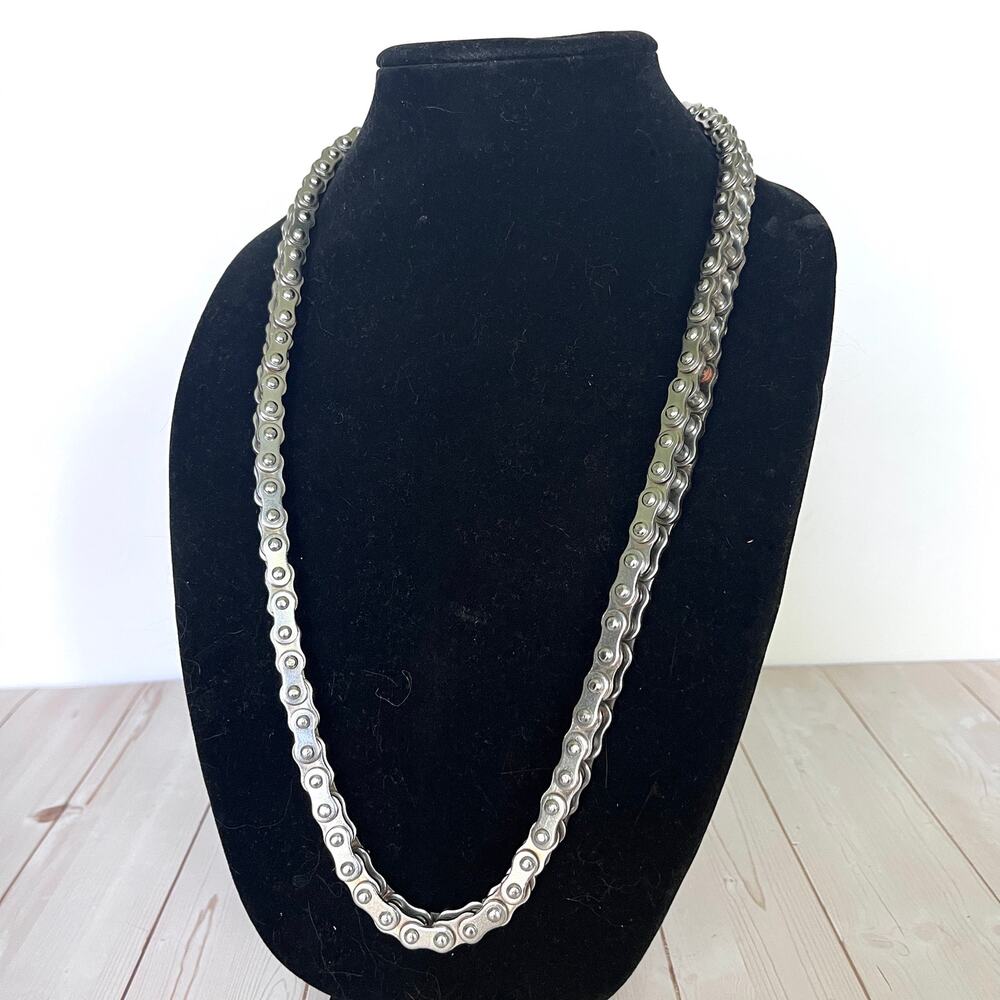 Heavy Motorcycle Chain Necklace Wallet Chain Belt Silver Tone Large Clasp Moto
